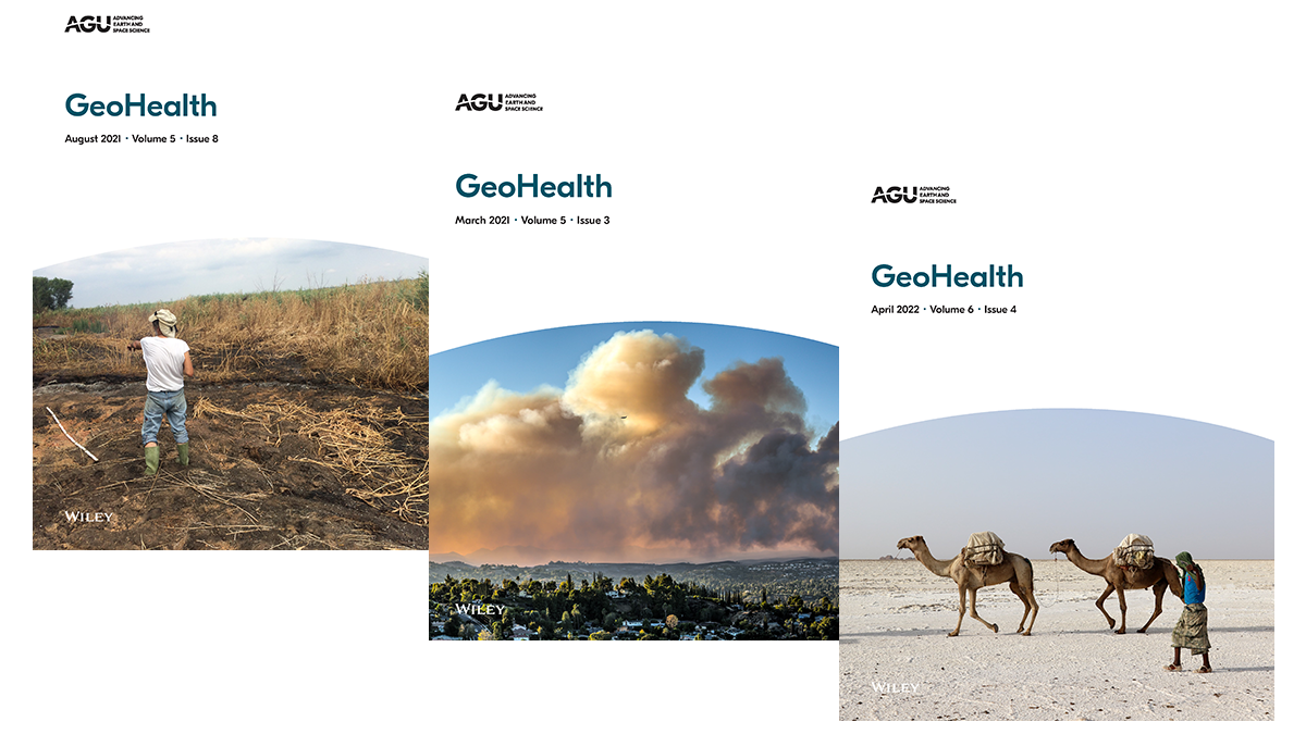 Three GeoHealth journal covers.