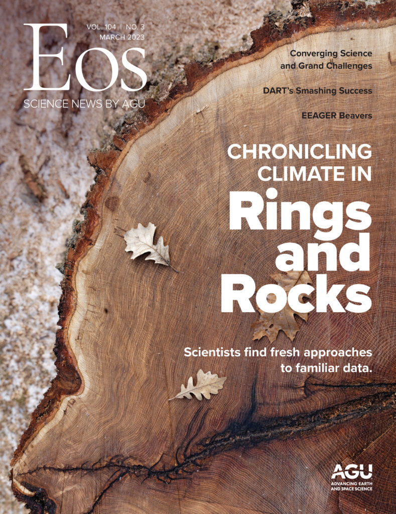 Cover of the March 2023 issue of Eos
