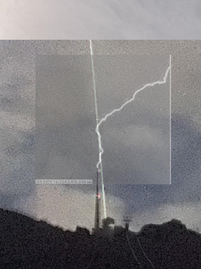 A photo from the study’s fixed camera shows the lightning bolt following the laser beam for about 50 meters (160 feet).