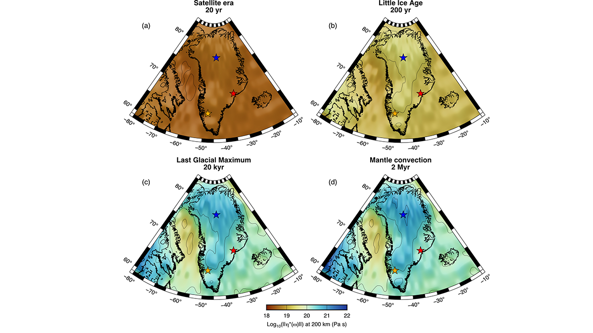 Image depicting Viscosity estimates for the mantle underneath Greenland.