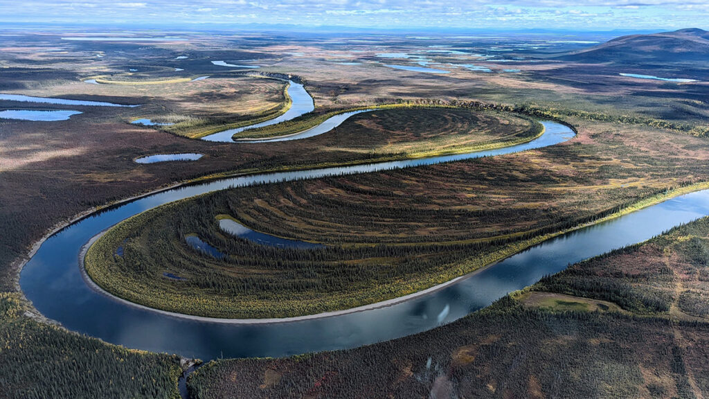 The Old Crow River meanders between Alaska and the Yukon in the Arctic.