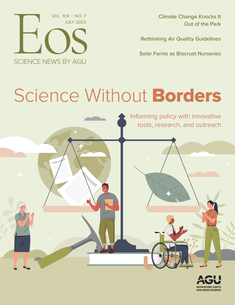 Cover of the July 2023 issue of Eos