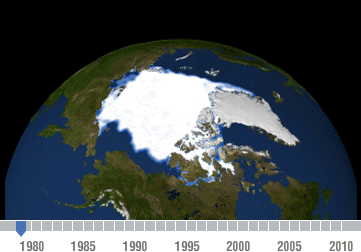 An animated gif illustrates Arctic sea ice loss between 1979 and 2010.