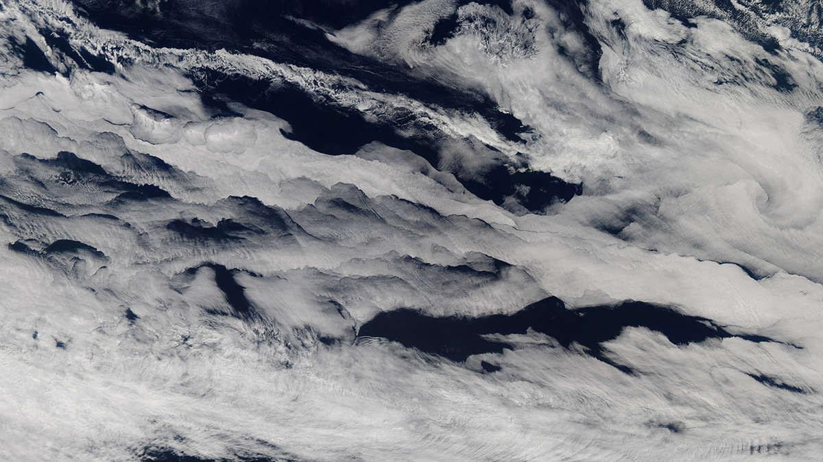Satellite view of streaky stratocumulus clouds over the ocean