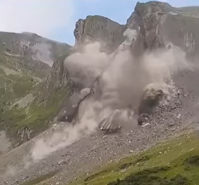 The rockslope collapse near to Bisisthal in Switzerland on 30 July 2023.