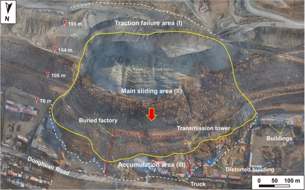 The aftermath of the 2014 mine waste landslide at Dagushan in China.