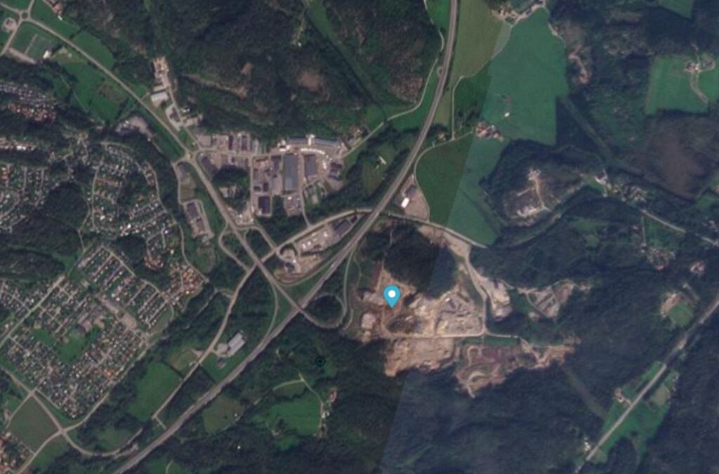 Planet satellite image image of the site of the 23 September 2023 landslide at Stenungsund in Sweden.
