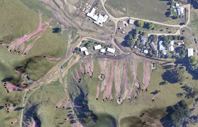 An illustration of the use of polylines to map landslides following Cyclone Gabrielle in New Zealand. 