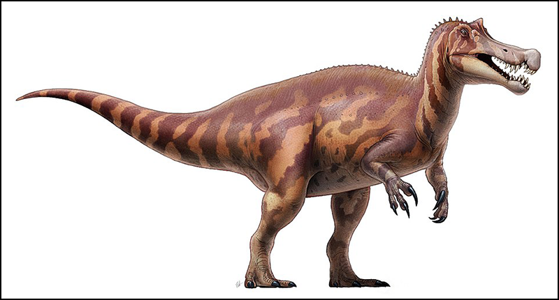 Um desenho de um dinossauro marrom e laranja