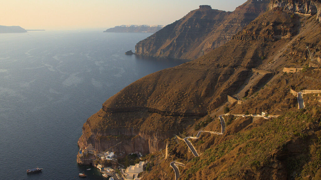 Steep cliffs of Santorini, Greece