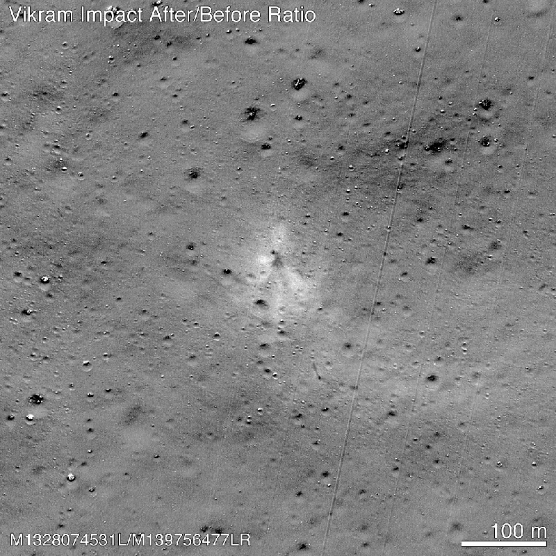 Image of the Moon’s surface with a lighter circle in center