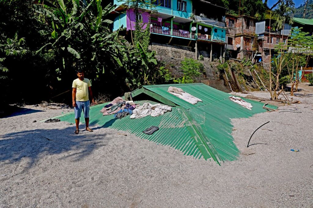 The aftermath of the 4 October 2023 GLOF in the Teesta valley of India. 