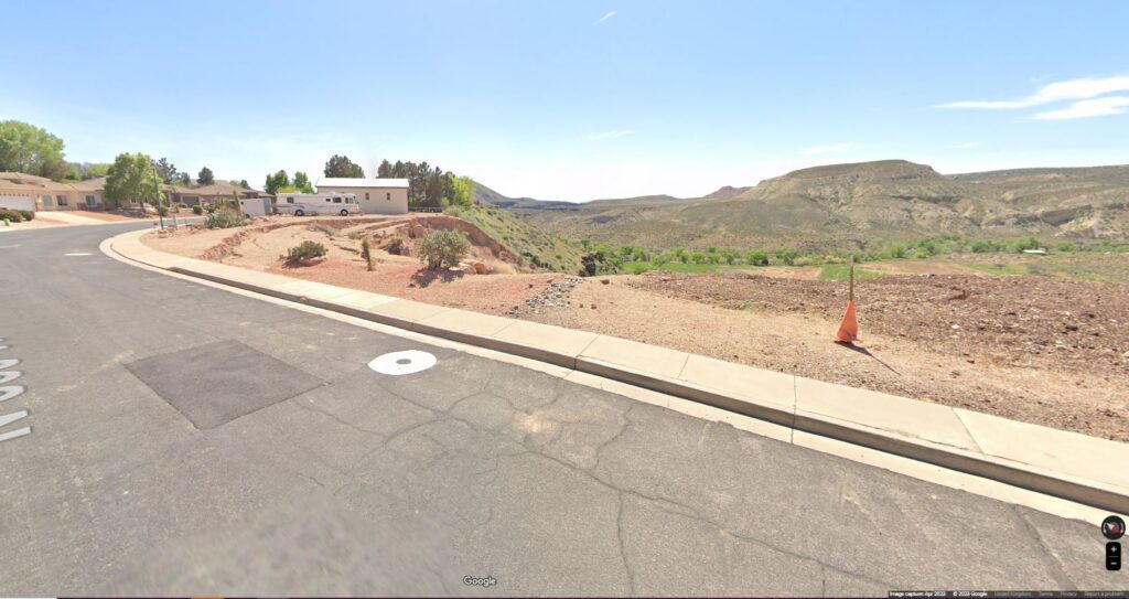 Google Street View image of the landslide at LaVerkin Bench in Utah.