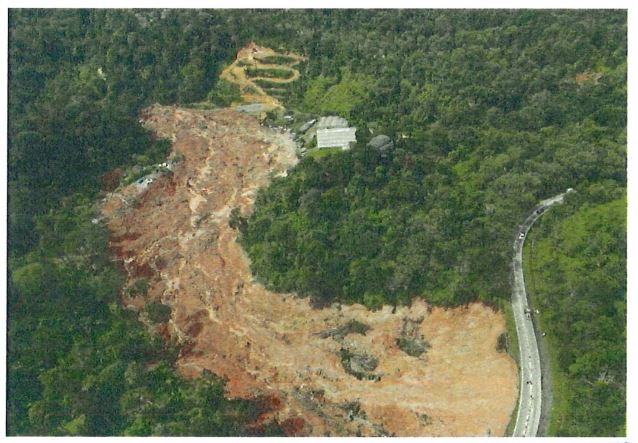 Aerial view of the Batang Kali landslide in Malaysia, from the forensic investigation report.