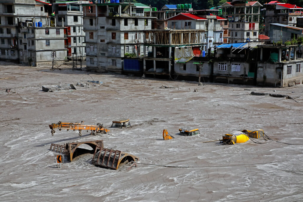 Flood damage in Rangpo caused by the Sikkim flood.