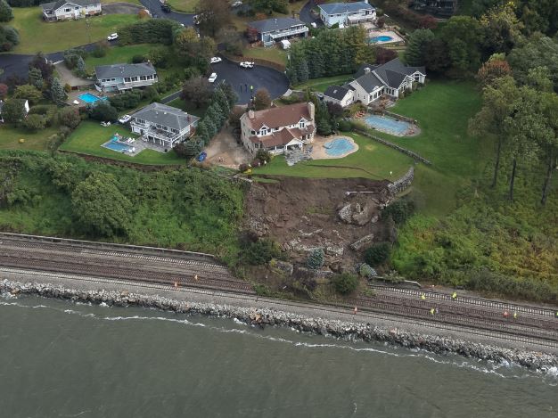 The aftermath of the 21 October 2023 landslide at Westchester County. New York, USA.