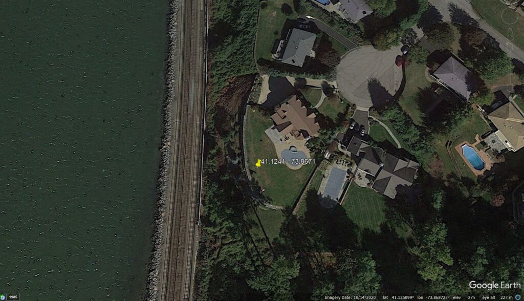 Google Earth image of the site of the 21 October 2023 landslide at Westchester County.