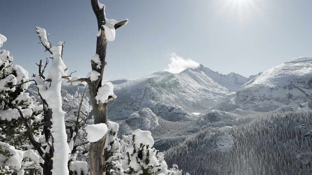 Photo of the snow-covered Rocky Mountains