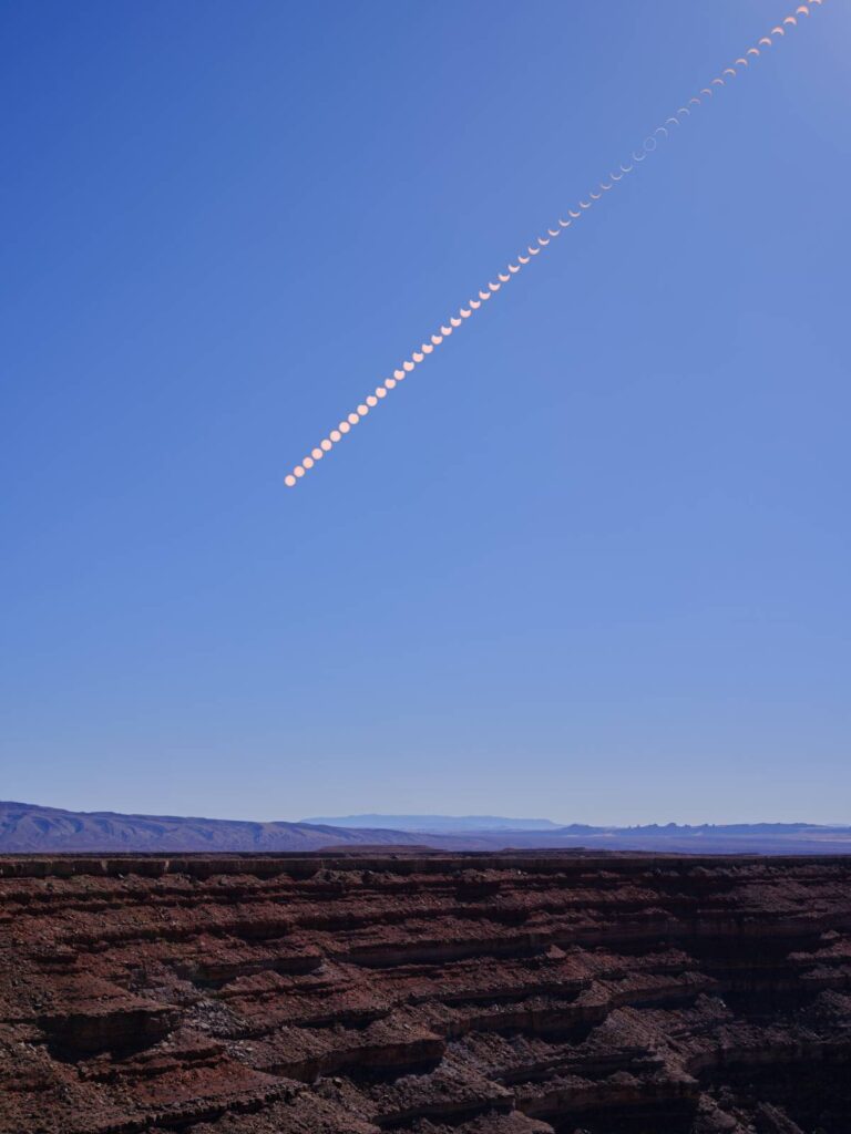 Multiple suns covered to various degrees spread out across the sky.