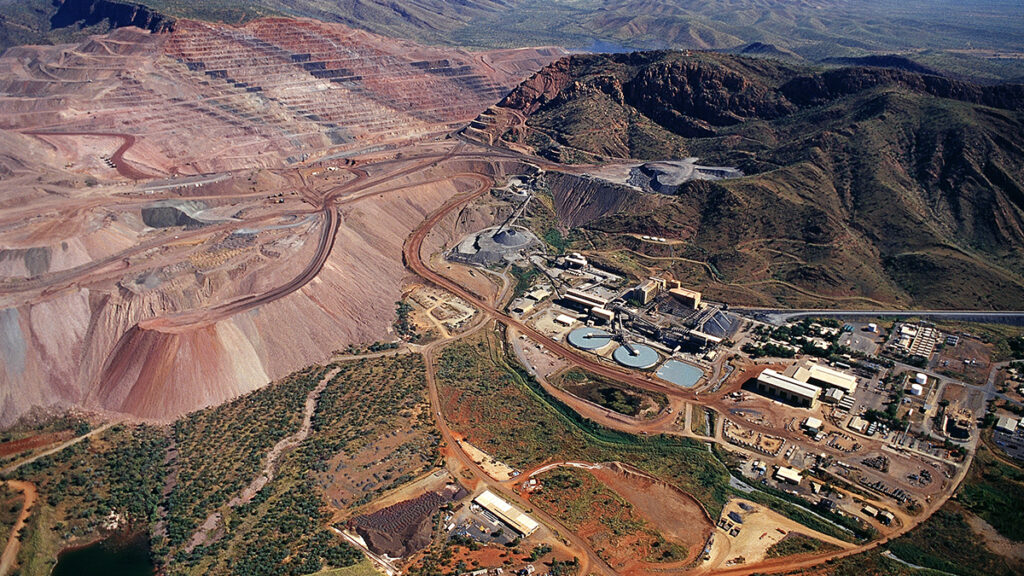 An overhead view of Argyle diamond mine in Western Australia
