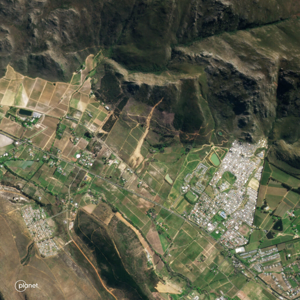 The site of the multiple landslides at Franschhoek in South Africa.