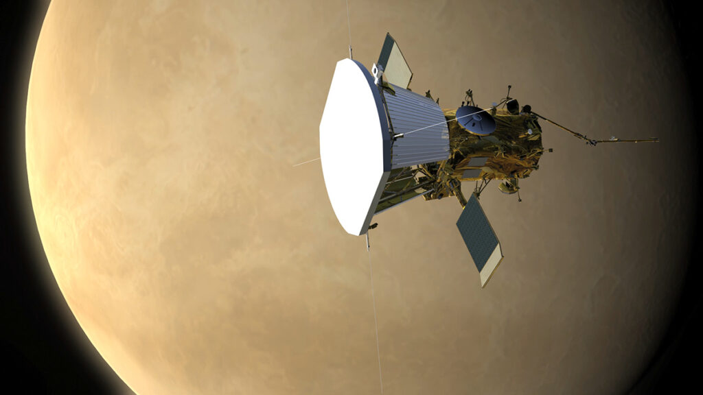 Artist’s rendering of NASA’s Parker Solar Probe during a fly-by of Venus