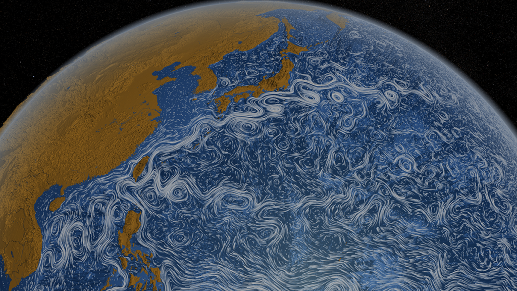 Visualization of the Kuroshio current.
