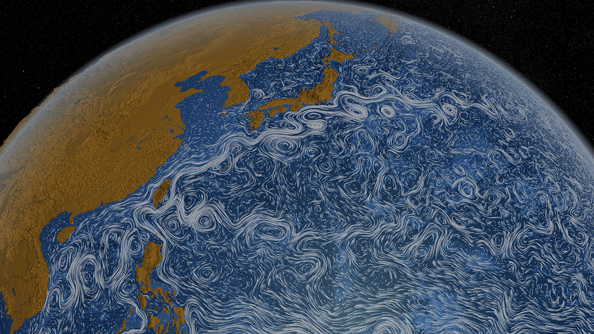 Visualization of the Kuroshio current.