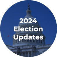 The text “2024 Election Updates” appears over an image of the Capitol dome on a dark blue background