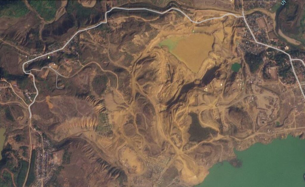 Satellite image of the site of the January 2024 mine waste failure in Myanmar. 