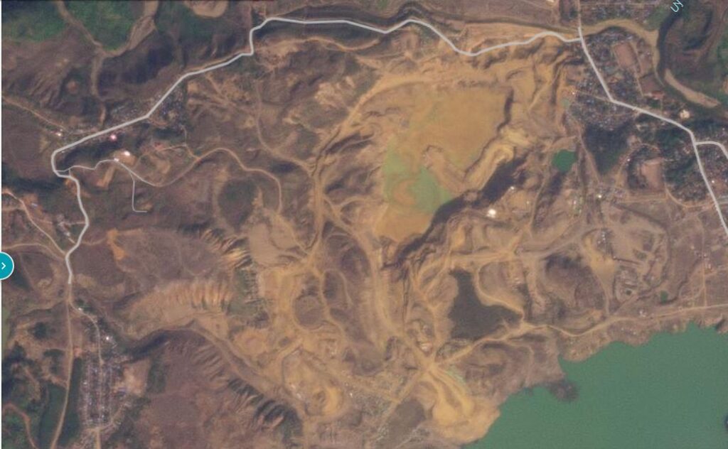 Satellite image of the aftermath of the January 2024 mine waste failure in Myanmar. 