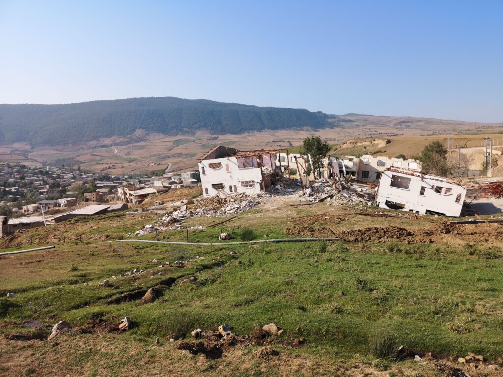 Damage to buildings caused by the March 2019 landslide at Hoseynabad-e Kalpush village in Iran.