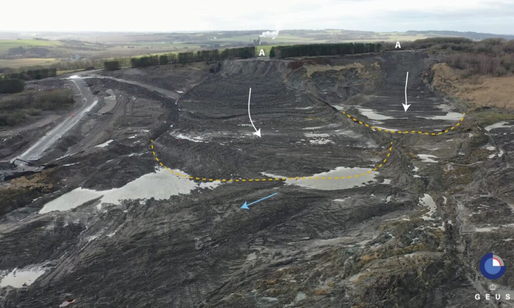 Drone image from 31 January 2024 of the western part of the Nordic Waste landslide, looking west.