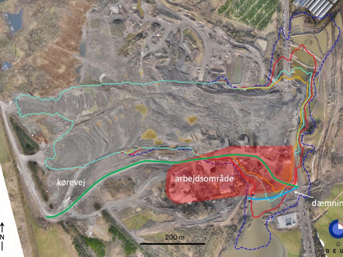 Location of dam, roadway and work area at the Nordic Waste site.