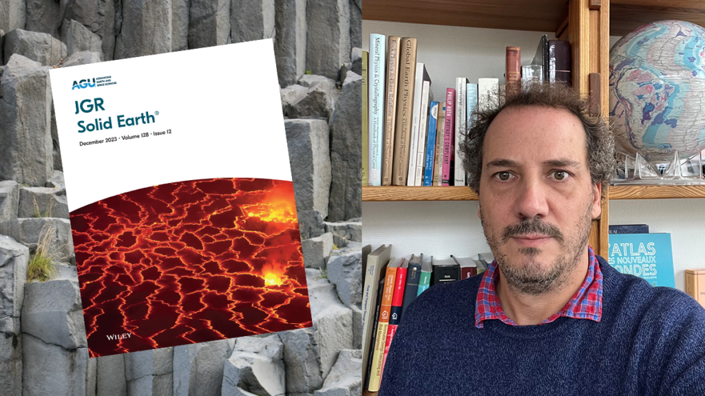 Photo of Alexandre Schubnel with a cover of JGR: Solid Earth.