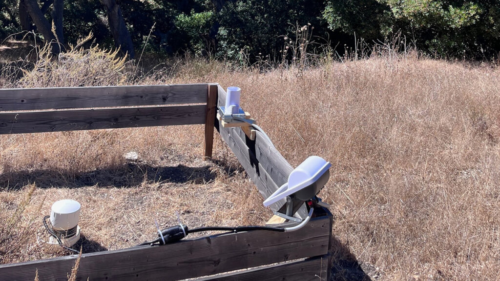 Monitoring equipment sits atop a well.