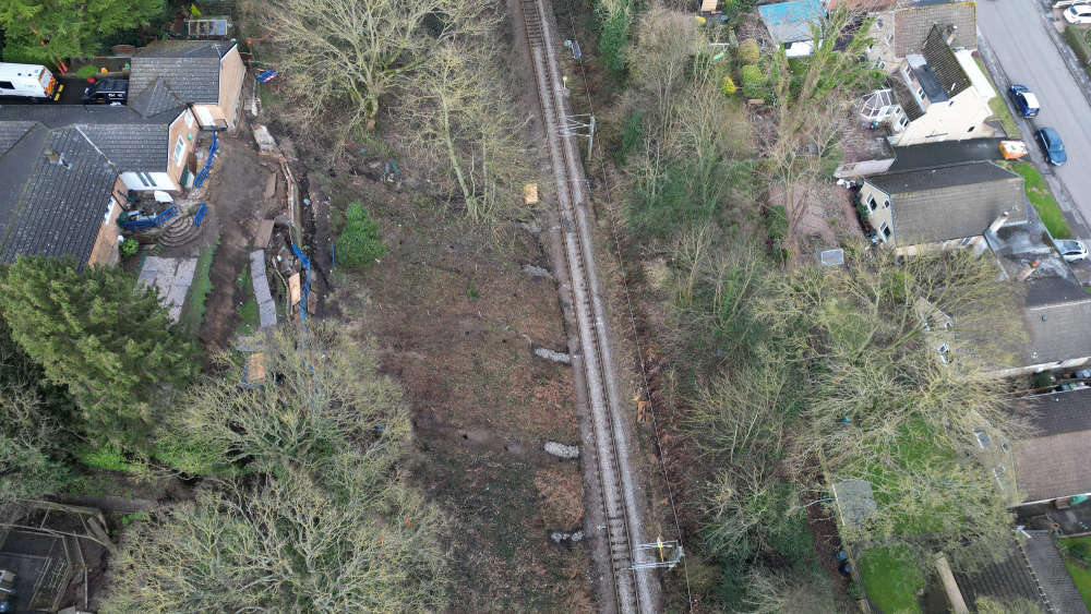 Network Rail image of the landslide at Baildon in West Yorkshire.
