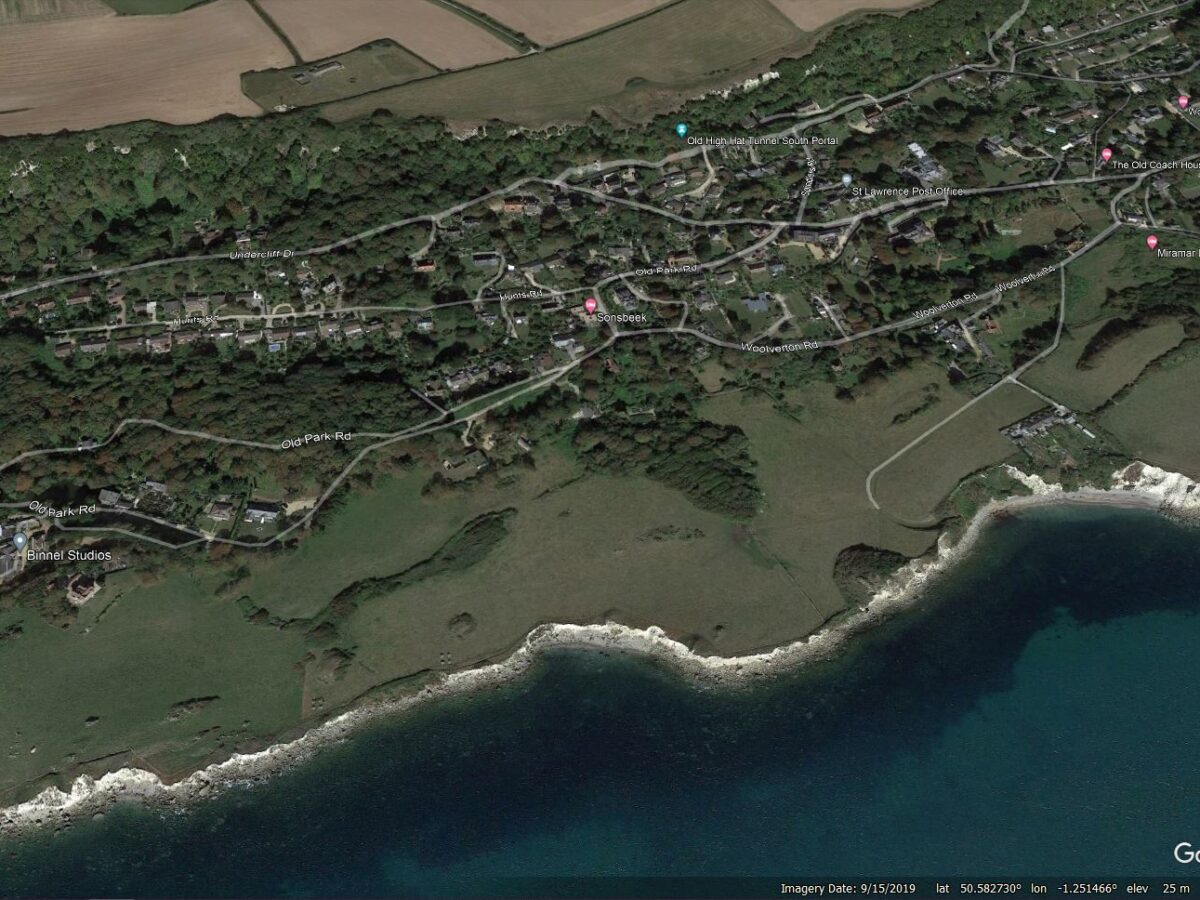 Google Earth image of the St Lawrence area of the Isle of Wight.