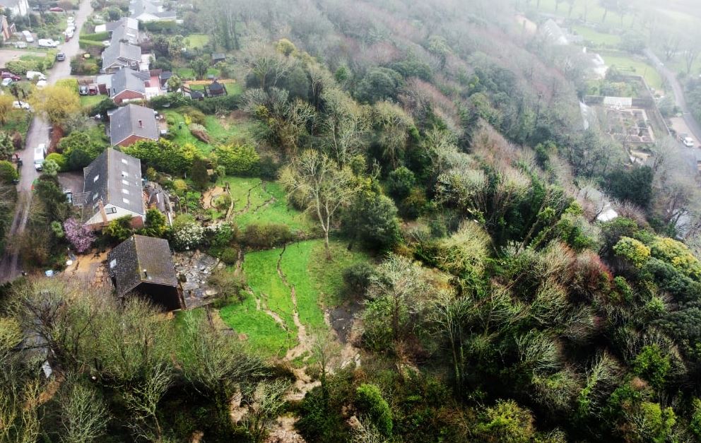 Landslide damage at St Lawrence on the Isle of Wight