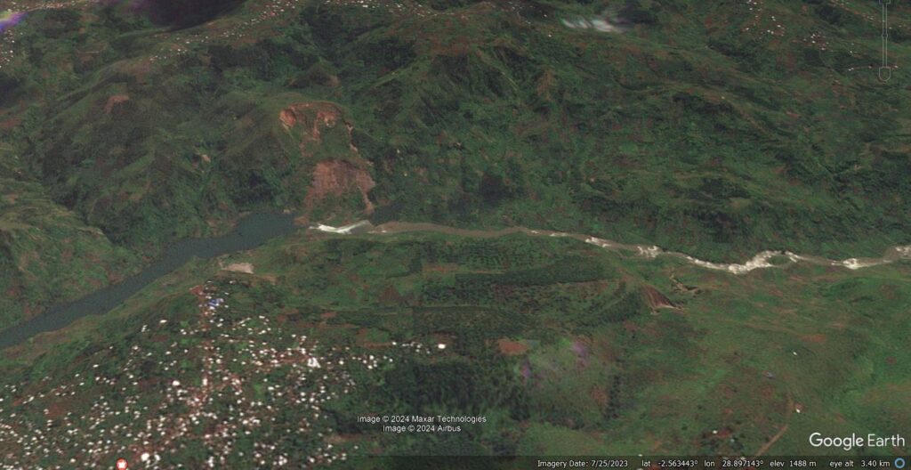 The valley-blocking landslide between Rwanda and the DRC.