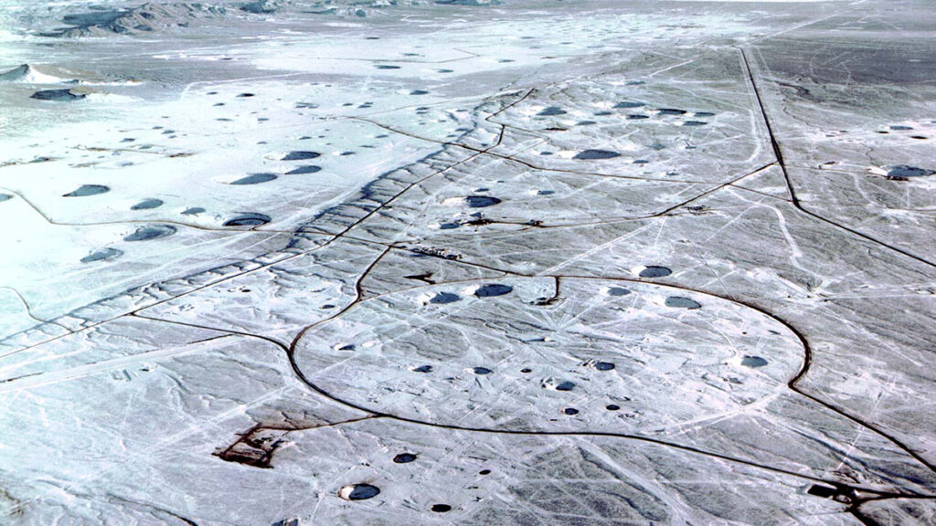 A valley with many craters