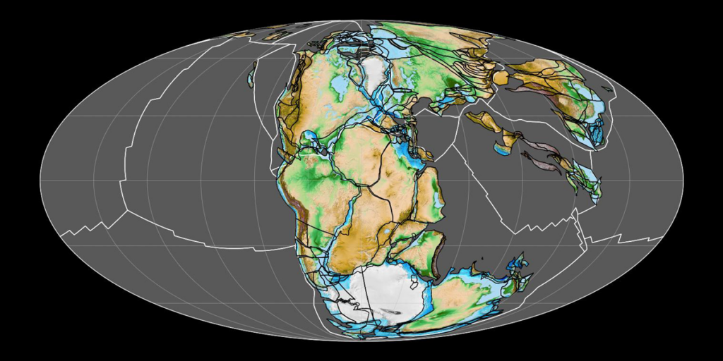 A map of Earth as it appeared 200 million years ago.