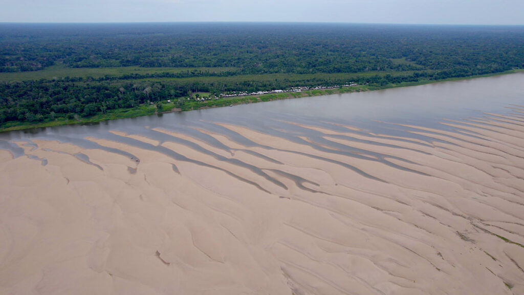 Dry riverbed of Solimões River, in the upper Amazon basin.