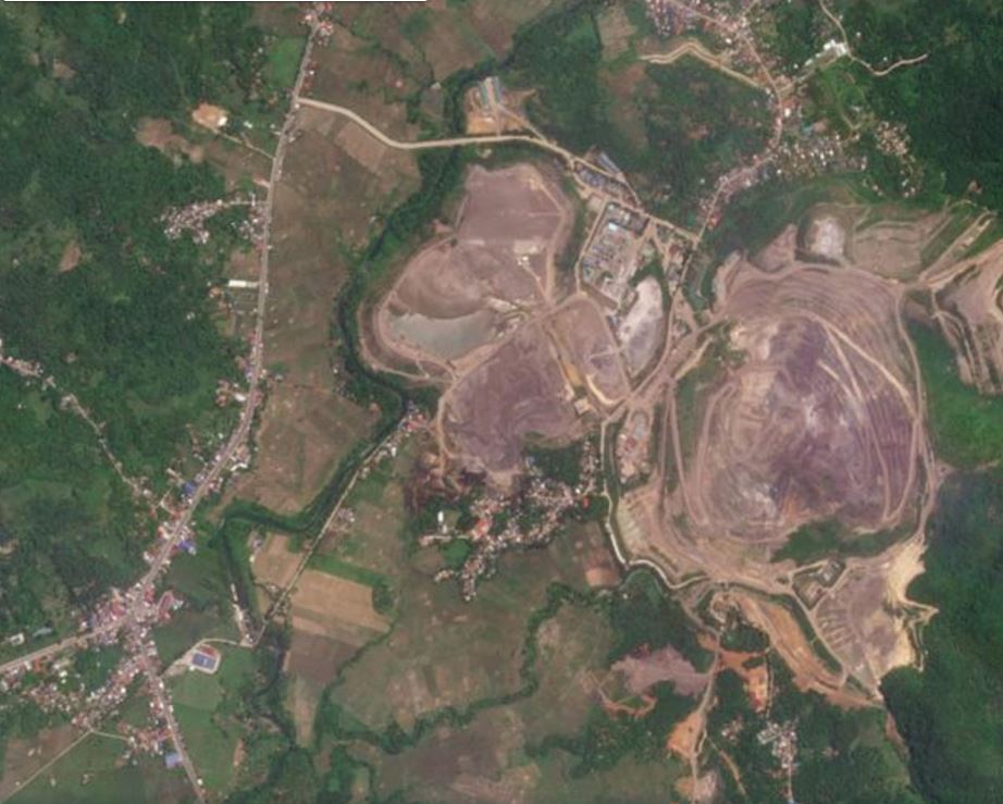Satellite imagery of the aftermath of the tailings landslide at Siana in the Philippines.