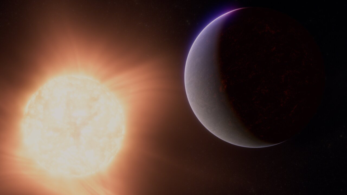 A lava world orbiting close to a yellow star