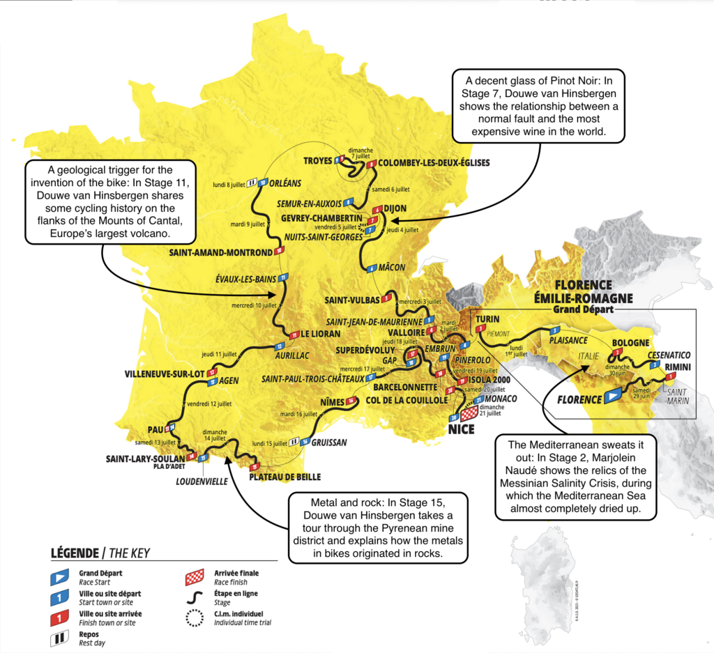 A map of the 2024 Tour de France route.