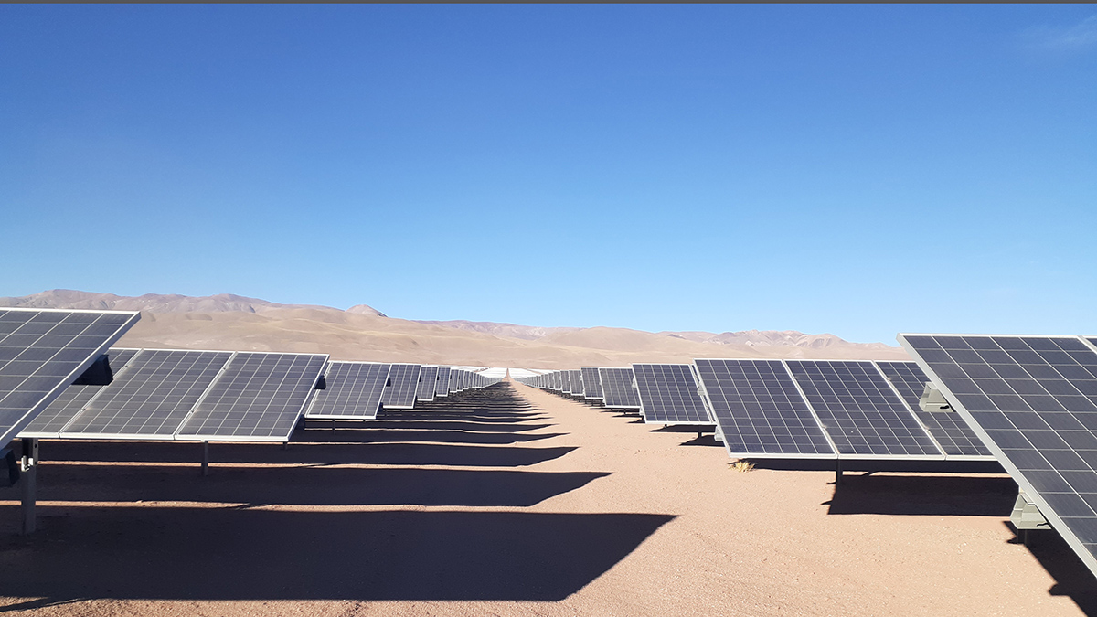 The Cauchari Solar Plant sits in the desert.