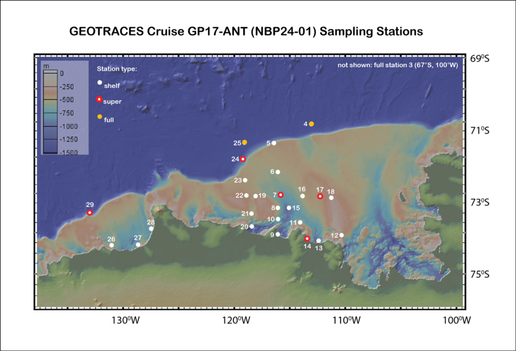 Map of the scientific cruise GP-17 ANT to Antarctica.
