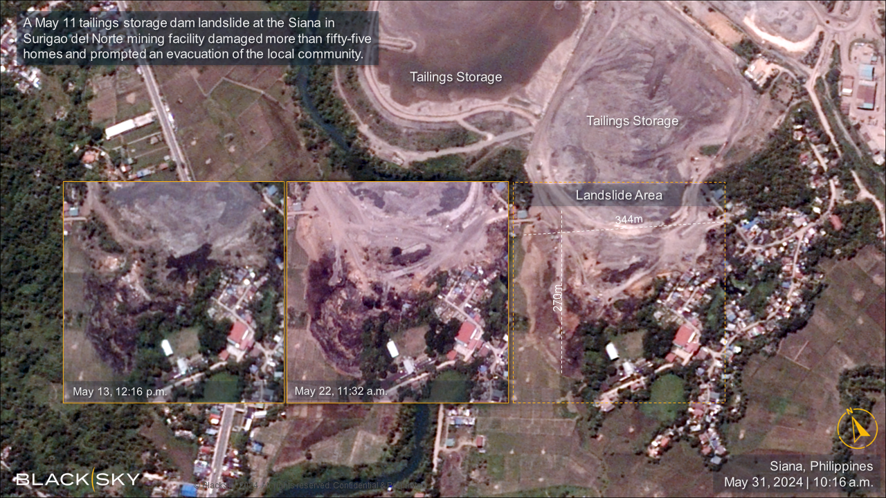 The 11 May 2024 tailings landslide at Siana gold mine in the Philippines.