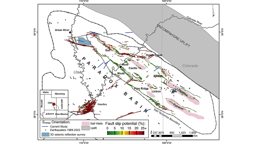 Map of Paradox Basin with symbols